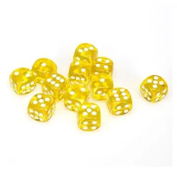 Chessex Translucent Yellow with White 16mm D6 (12 Dice) - slika proizvoda pod brojem: 1