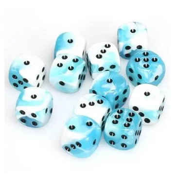 Chessex Gemini White Teal with Black 16mm D6 (12 Dice) - slika proizvoda pod brojem: 1