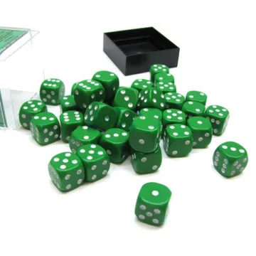 Chessex Opaque Green with White 12mm D6 Dice Blocks (36 Dice) - slika proizvoda pod brojem: 1