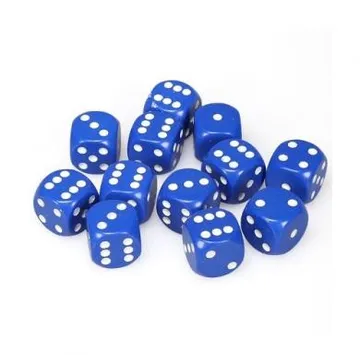 Chessex Opaque Blue with White 16mm D6 Dice Block (12 Dice) - slika proizvoda pod brojem: 1