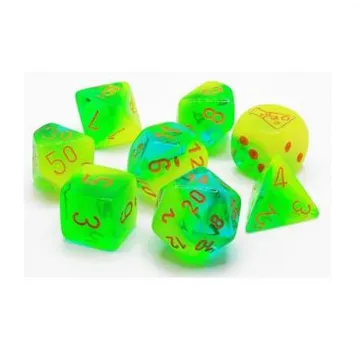 Chessex Gemini Luminary Plasma Green- Teal with Orange 7-Dice Set - image of product number: 1