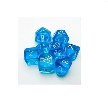 Chessex Translucent Tropical Blue with White 7-Dice Set with bonus die (Lab Dice) - slika proizvoda pod brojem: 1