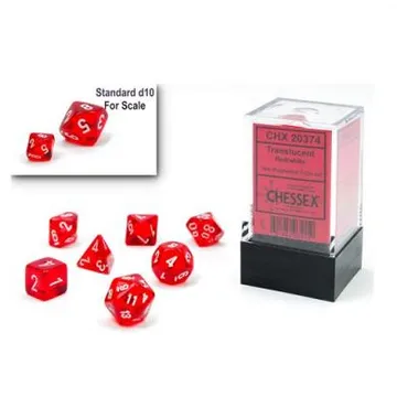 Chessex Mini Translucent Red with White 7-Dice Set - slika proizvoda pod brojem: 1