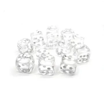 Chessex Translucent Clear with White 16mm D6 (12 Dice) - slika proizvoda pod brojem: 1