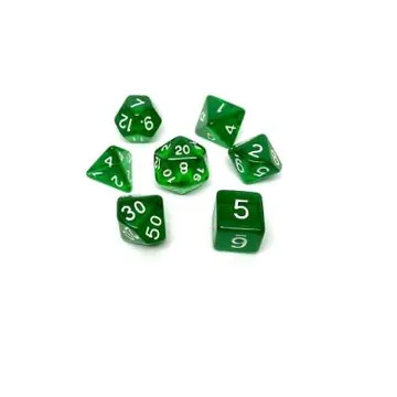 Chessex Mini Translucent Green with White 7-Dice Set - slika proizvoda pod brojem: 1