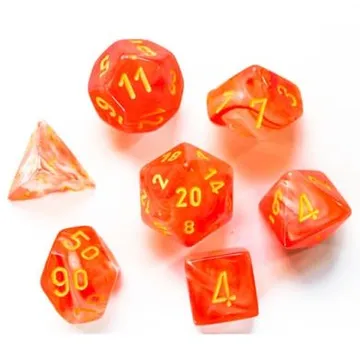 Chessex Ghostly Glow Orange with Yellow 7-Dice Set - slika proizvoda pod brojem: 1