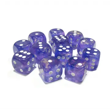 Chessex Borealis Purple with White 16mm D6 Dice Block (12 Dice) - slika proizvoda pod brojem: 1