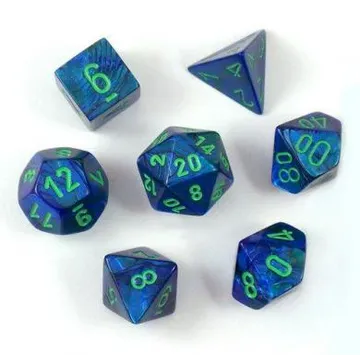 Chessex Lustrous Dark Blue with Green 7-Dice Set - slika proizvoda pod brojem: 1