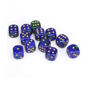 Chessex Gemini Blue Green with Gold 16mm D6 (12 Dice) - slika proizvoda pod brojem: 1