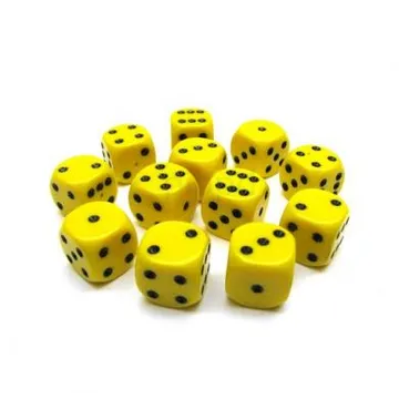 Chessex Opaque Yellow with Black 16mm D6 (12 Dice) - slika proizvoda pod brojem: 1