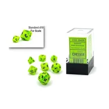 Preporučeni proizvod: Chessex Mini Vortex Bright Green with Black 7-Dice Set
