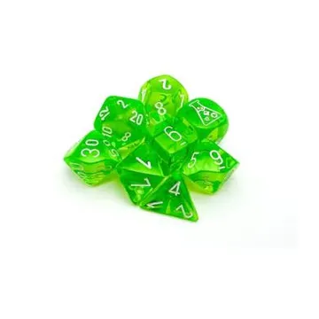 Chessex Translucent Rad Green with White 7-Dice Set with bonus die (Lab Dice) - image of product number: 1