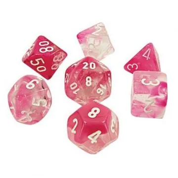 Chessex Gemini Clear Pink with White Luminary (Lab Dice) - slika proizvoda pod brojem: 1
