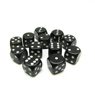 Chessex Opaque Black with White 16mm D6 Dice Block (12 Dice) - slika proizvoda pod brojem: 1