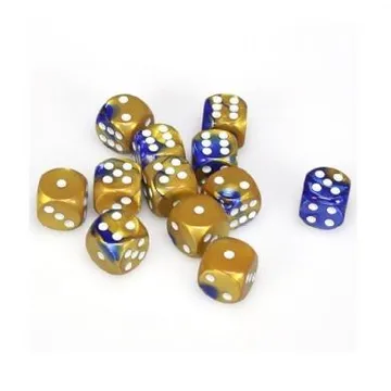 Chessex Gemini Blue Gold wih White 16mm D6 (12 Dice) - slika proizvoda pod brojem: 1