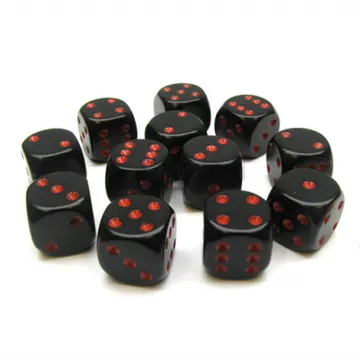 Chessex Opaque Black with Red 16mm D6 Dice Block (12 Dice) - slika proizvoda pod brojem: 1