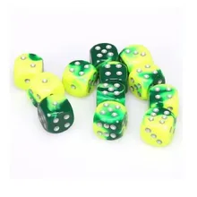 Preporučeni proizvod: Chessex Gemini Green Yellow with Silver 16mm D6 (12 Dice)
