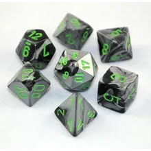 Preporučeni proizvod: Chessex Gemini Black Grey with Green 7-Dice Set