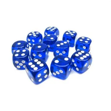 Chessex Translucent Blue with White 16mm D6 (12 Dice) - slika proizvoda pod brojem: 1