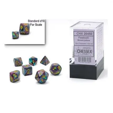 Chessex Mini Festive Mosaic with Yellow 7-Dice Set - slika proizvoda pod brojem: 1