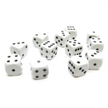 Chessex Opaque White with Black 16mm D6 Dice Block (12 Dice) - slika proizvoda pod brojem: 1