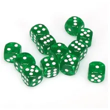 Preporučeni proizvod: Chessex Translucent Green with White 16mm D6 (12 Dice)