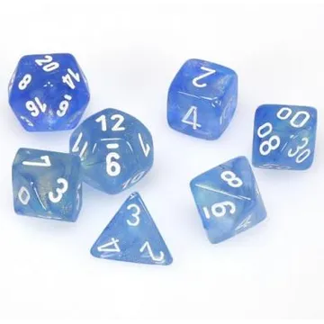Chessex Borealis Sky Blue with White 7-Dice Set Luminary - image of product number: 1