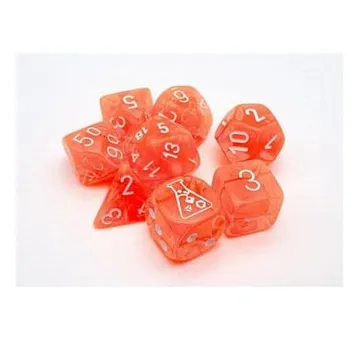 Chessex Translucent Neon Orange with White 7-Dice Set with bonus die (Lab Dice) - slika proizvoda pod brojem: 1